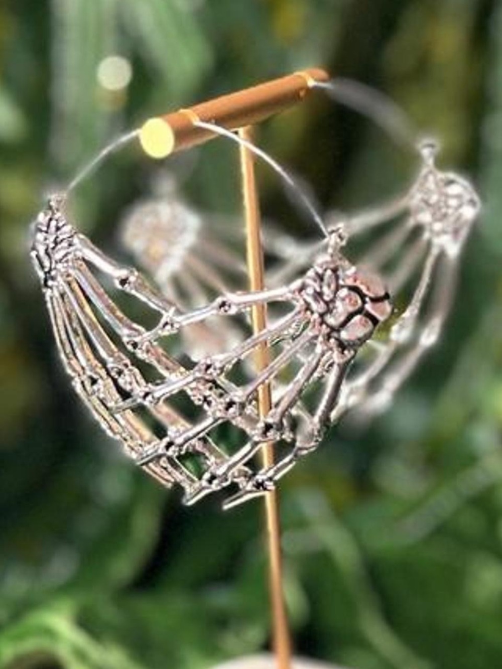 Silver tone skeleton hand Hoop Earrings - Women Jewelry